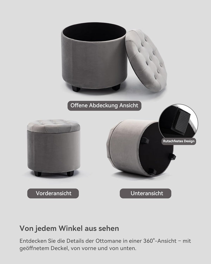 HNNHOME Sitzhocker mit Stauraum, Sitzwürfel mit Deckel, Sitztruhe, Fussbank Truhen Aufbewahrungsbox,