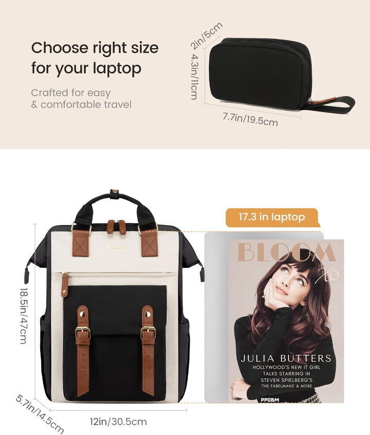 LOVEVOOK Rucksack Damen Gross, 17 Zoll Laptoptasche Schulrucksack Mädchen Teenager Reiserucksack Arb