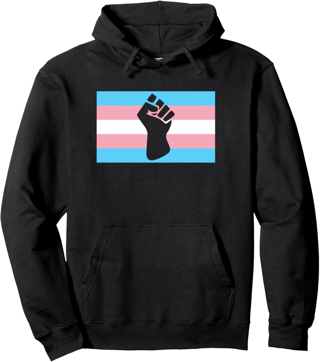 Black Protest Fist Transgender Pride Flag Stuff Trans Pullover Hoodie