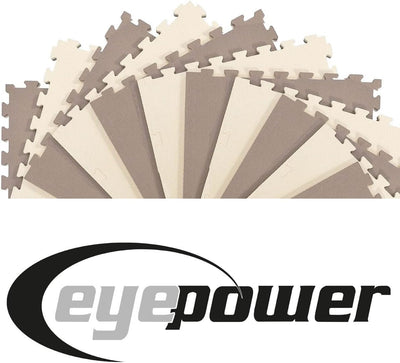 eyepower 4.8qm Profi Fitnessmatte Dicke 2cm - 12er Set 63x63cm Trainingsmatte - Bodenschutzmatte für