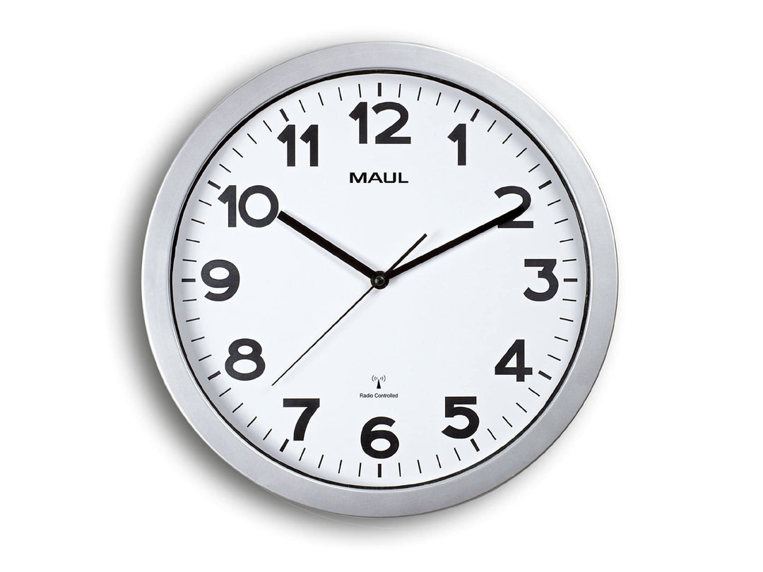 Maul Wanduhr MAULstep Ø 35 cm | Funkuhr mit automatischer Zeiteinstellung | ideal für Wohnzimmer, Sc
