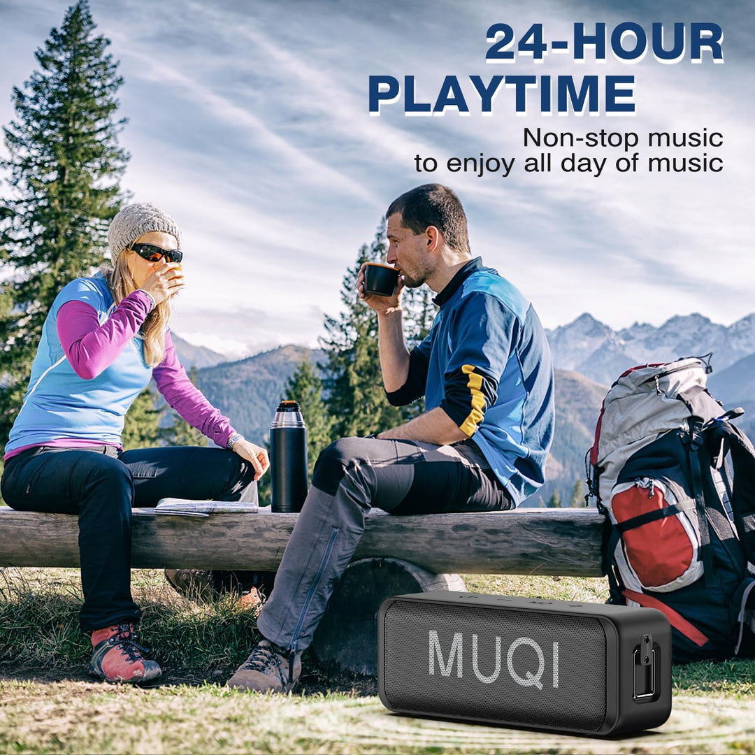 MUQI Bluetooth Lautsprecher, Musikbox mit IPX7 Wasserdicht,kabelloser Boxen 10W Stereo Sound intensi