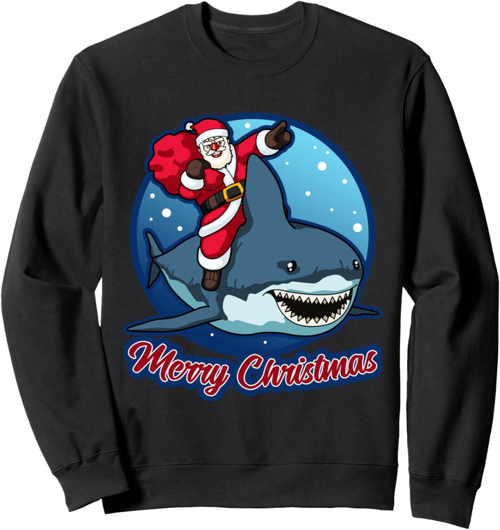 Weihnachten, Weihnachtsmann auf einem Hai, Männer, Frauen, Kinder, Weihnachten. Sweatshirt