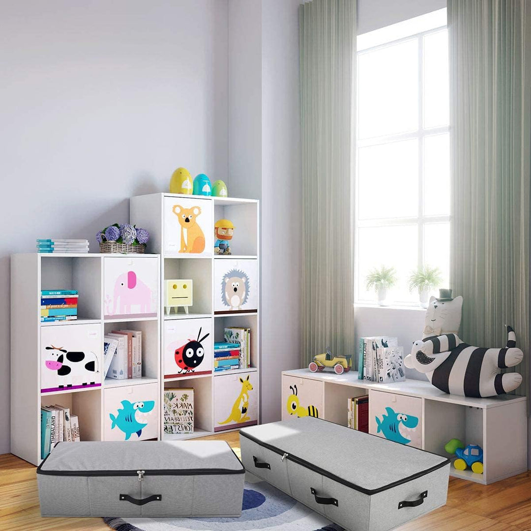 Faltbare Unterbett-Aufbewahrungsbox mit Stützeinsatz, Griffen, Reissverschlussdeckel, Decken Kleidun