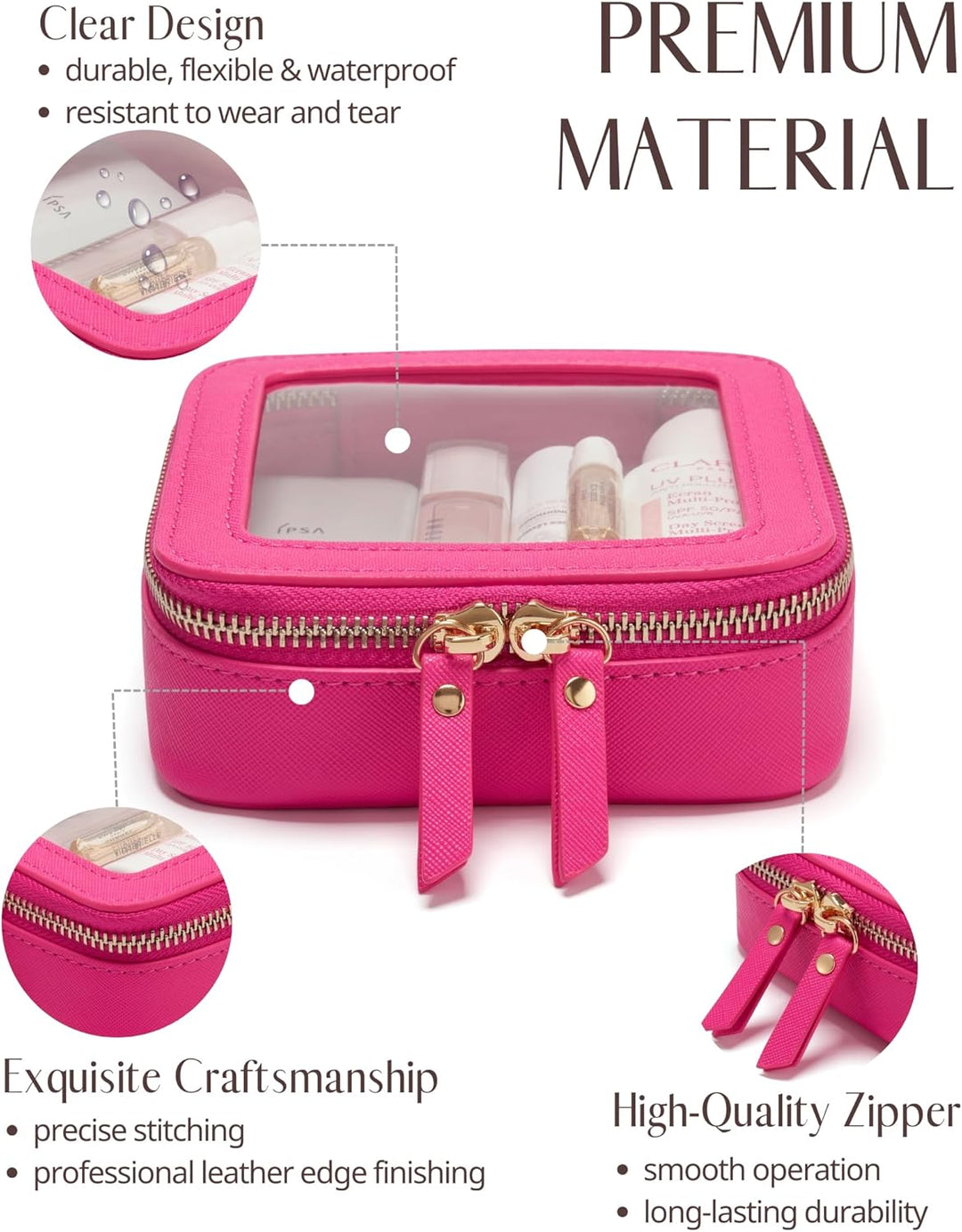 Popvibe Transparente Make-up-Tasche, Reise-Kosmetiktasche, transparenter Kulturbeutel mit Reissversc
