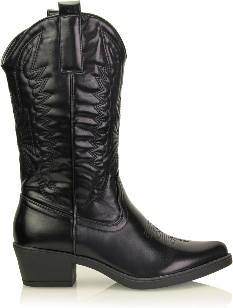 Procity Damen Cowboy Stiefel Westernstiefel für Damen mit dem Blockabsatz 36 EU Black 2, 36 EU Black