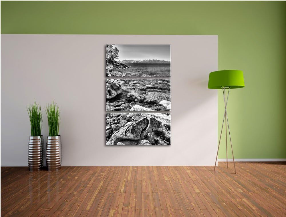 Pixxprint Steinbucht im Mittelmeer als Leinwandbild/Grösse: 3 Teilig (120x80) cm/Wandbild/Kunstdruck