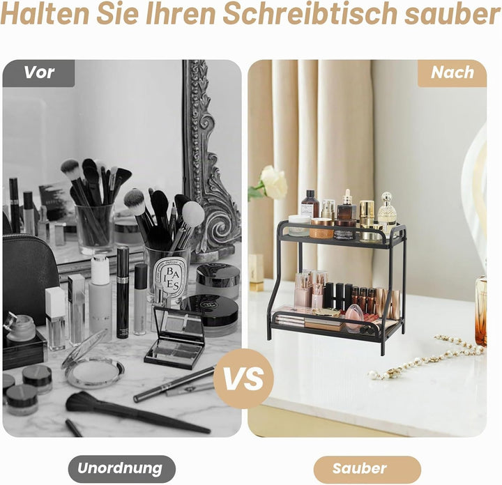Badezimmer-Organizer mit 2 Ebenen, multifunktional, Make-up-Organizer, Regal und Küchenregal, Aufbew