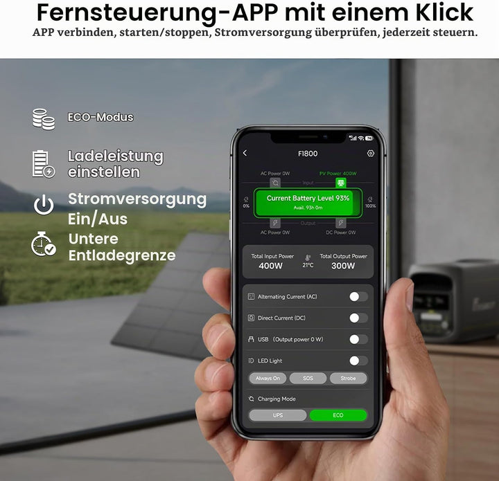FOSSiBOT 420W Faltbares Solarpanel IP67 Wasserfest, Verstellbarer Neigungswinkel, passend für F2400