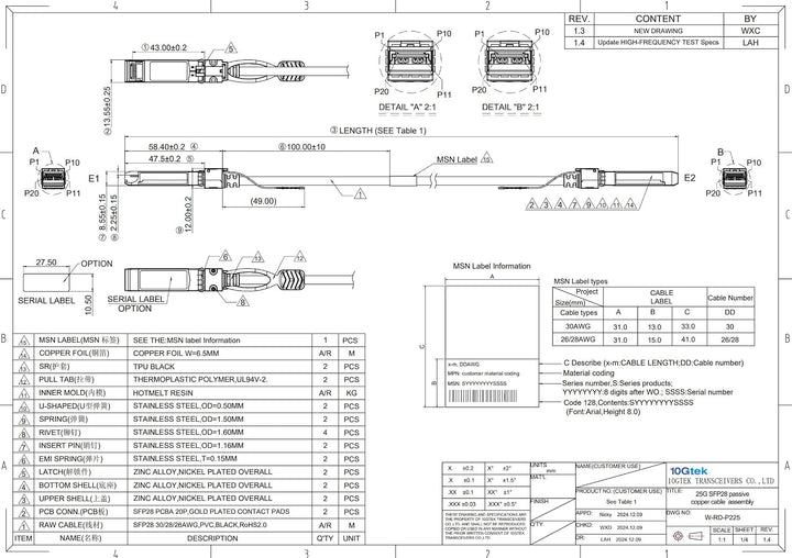[Blue] 25G SFP28 SFP+ DAC Cable - 25GBASE-CR SFP28 Passive Direct Attach Copper Twinax Cable for Cis