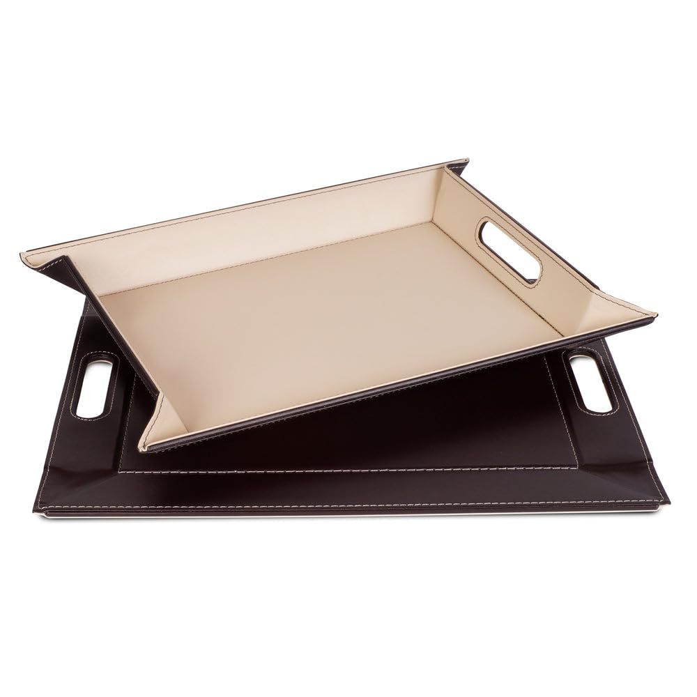 FREEFORM DUO - 2in1 wendbares Tablett & Tischset, schokobraun/cremefarben, Kunstleder, Masse: 55 x 4