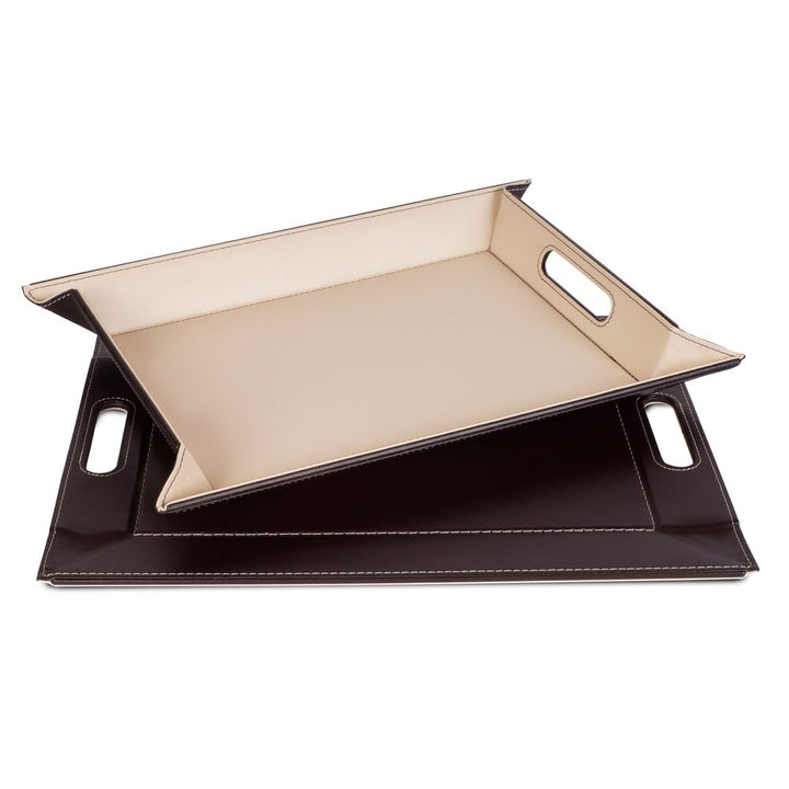 FREEFORM DUO - 2in1 wendbares Tablett & Tischset, schokobraun/cremefarben, Kunstleder, Masse: 55 x 4