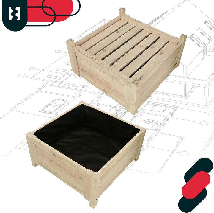 KOTARBAU® Blumenkasten - 60 x 60 x 30 cm - Pflanzkasten mit Vlies - Pflanzkübel gross aussen - Balko