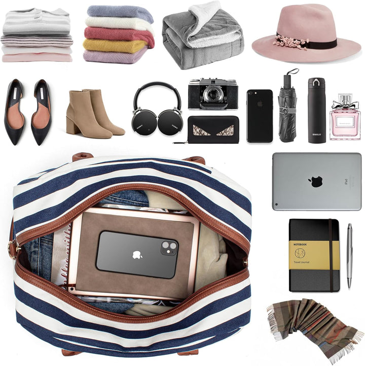 BOLOSTA Reisetasche Weekender Damen Canvas Übernachtungstasche Grosse Reisetaschen Tragetasche auf d