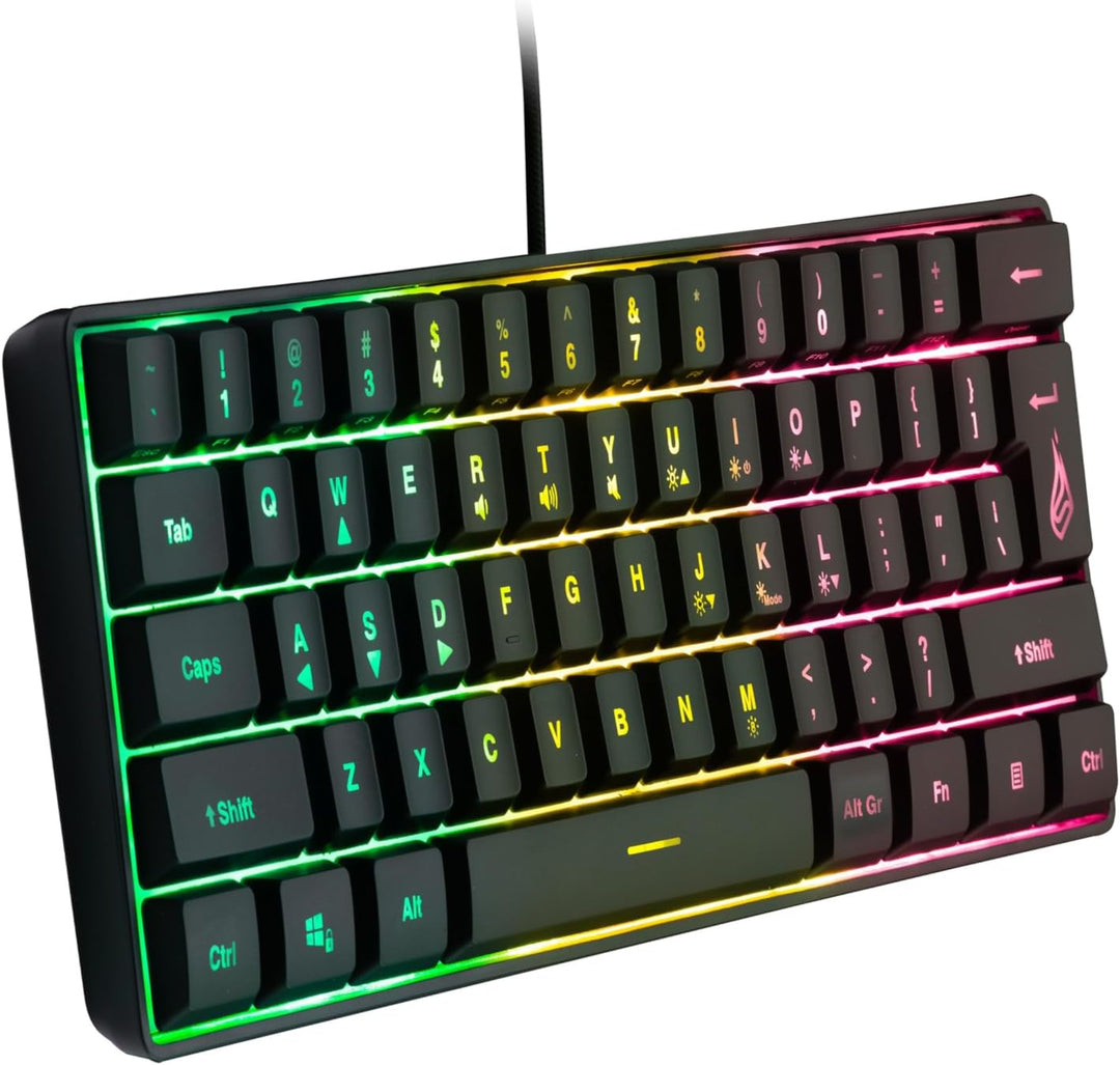 SureFire Kingpin X1 60% Gaming Tastatur US English, Gaming Multimedia Keyboard klein & mobil, RGB-Ta
