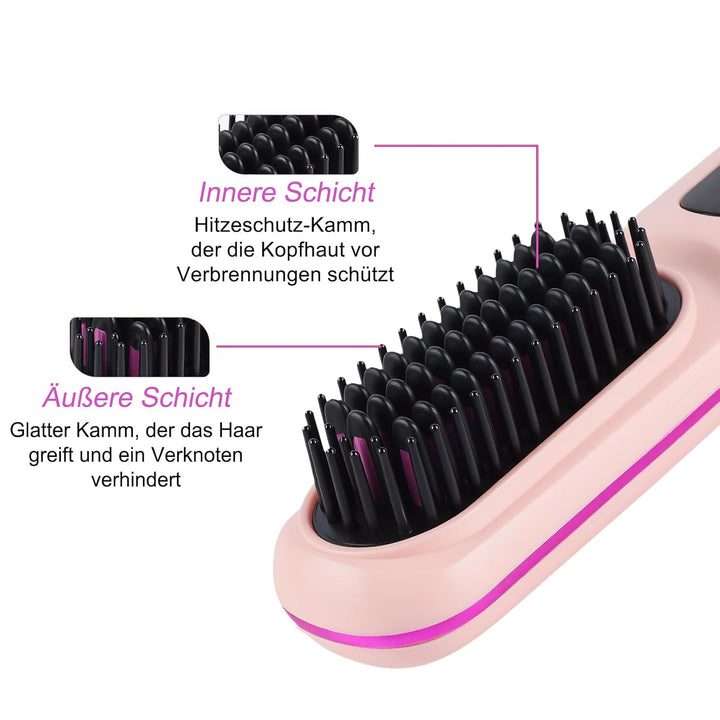 Stylingbürste für kurze Haare kabellos Haarglätter Bürste, Haarglätterbürste, tragbare Haarbürste el