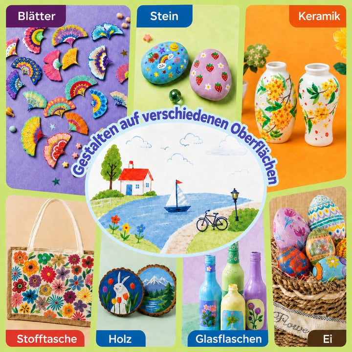 Laconile 408 Farben Acrylstifte für Steine wasserfest mit Portable Suitcase – Direktfliessende Acryl