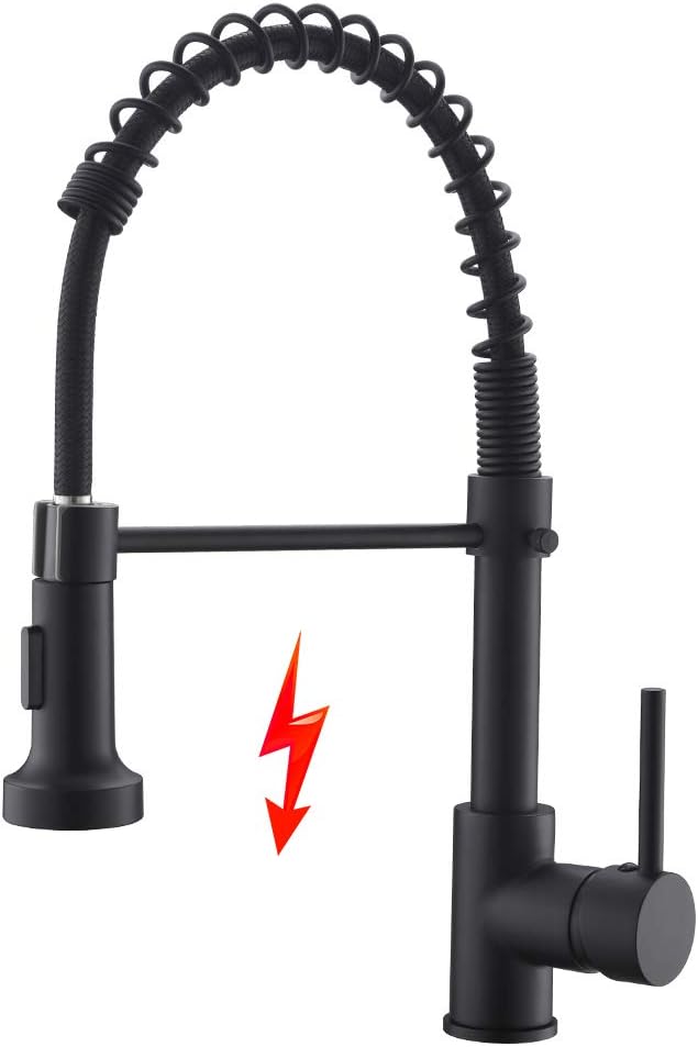 TIMACO Schwarz Niederdruck Küchenarmatur 360° Drehbar Mischbatterie Küche Kommerzielle Einhand-Spüle