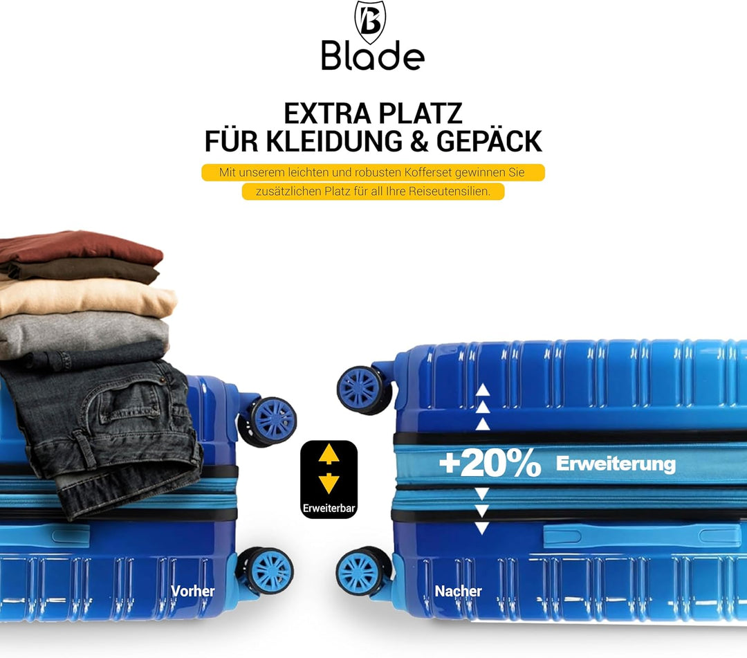 Blade Erweiterbares Handgepäck - Hartschalen Koffer Trolley - Leichter Reisekoffer Handgepäck aus AB