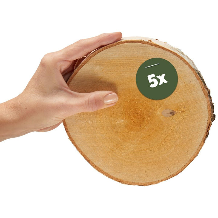 matches21 HOME & HOBBY Holzscheiben zum Basteln oder Dekorieren - 5 Stück naturbelassene Baum-scheib
