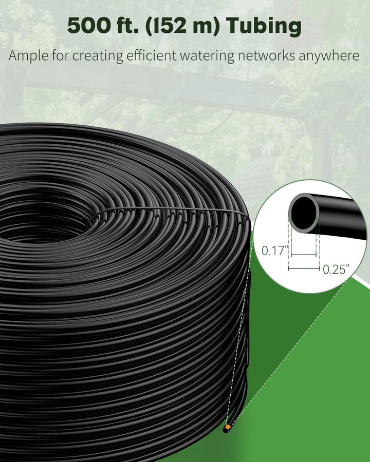 Pawfly 152 m 6,35 mm Tropfbewässerungsschlauch, schwarze PE-Rohrrolle für Gartenbewässerung, Blindro