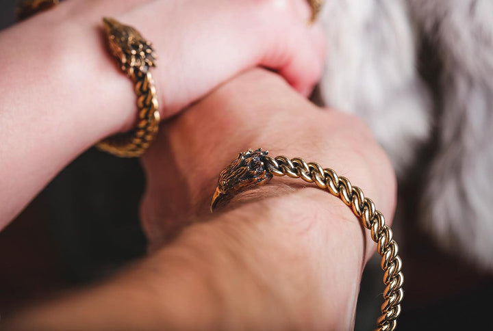 Windalf Männer Armreif RAVON Ø 6.5 cm Vikings Raben Odin Schmuck Armschmuck Handarbeit aus Bronze