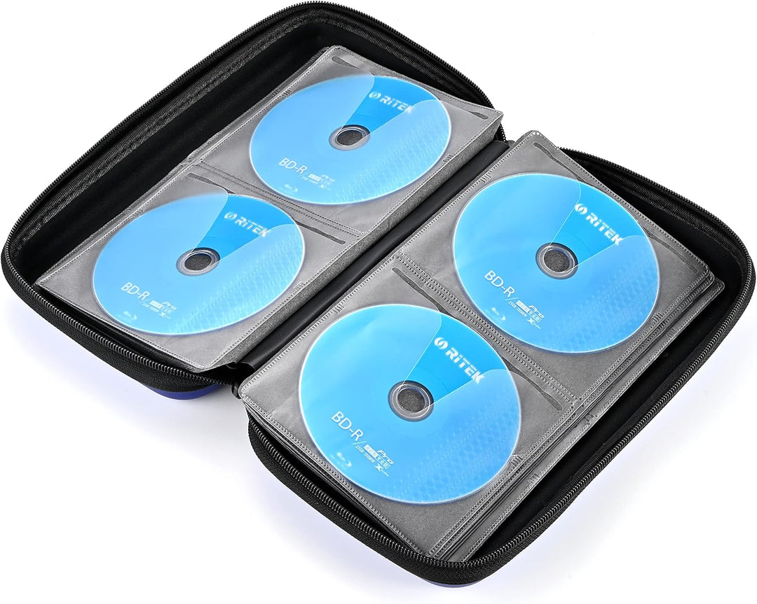 CD Tasche, 96 Kapazität Hart Eva Blu-ray CD-Brieftasche Doppelreissverschluss Handschlaufe Tragbare