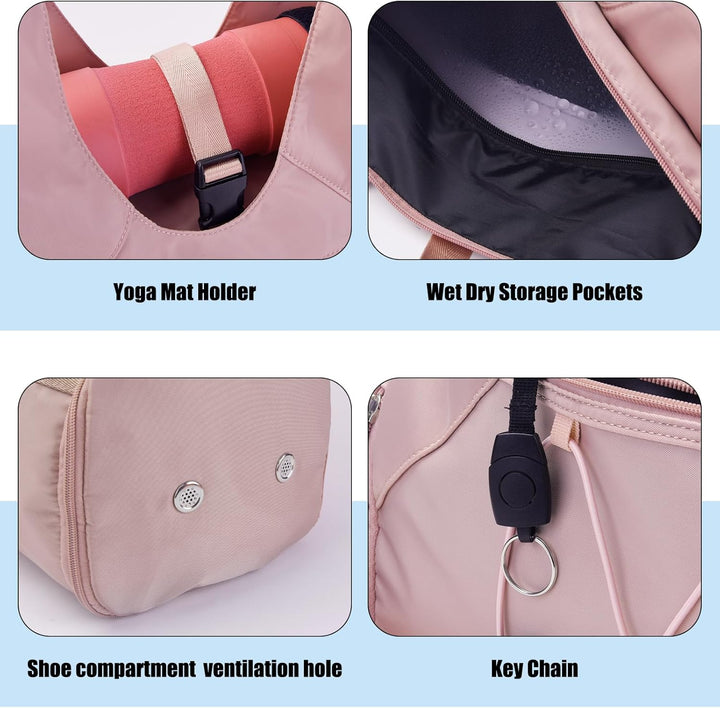 Sporttasche für Damen Yogatasche mit Schuhfach & Nassfach Reisetasche Tragetasche für Yogamatten Fre