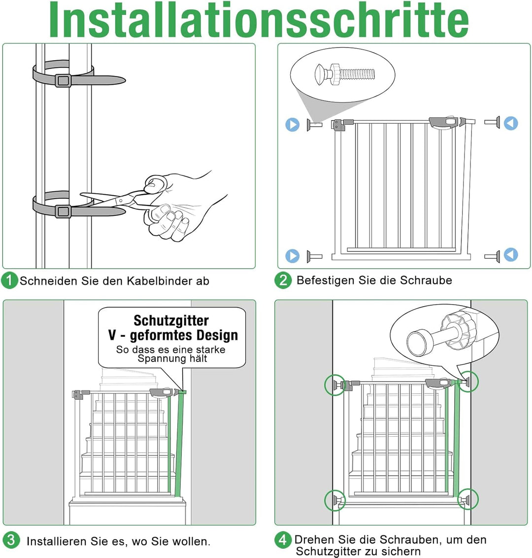 UISEBRT Türschutzgitter Ohne Bohren Treppenschutzgitter für Kinder 85-95cm breit, Auto-Close Baby Sc