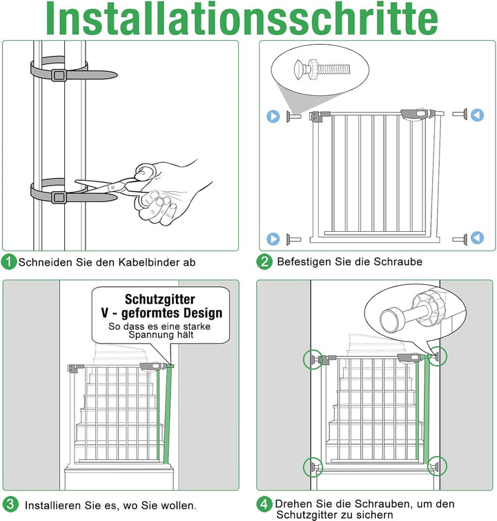 UISEBRT Türschutzgitter Ohne Bohren Treppenschutzgitter für Kinder 85-95cm breit, Auto-Close Baby Sc