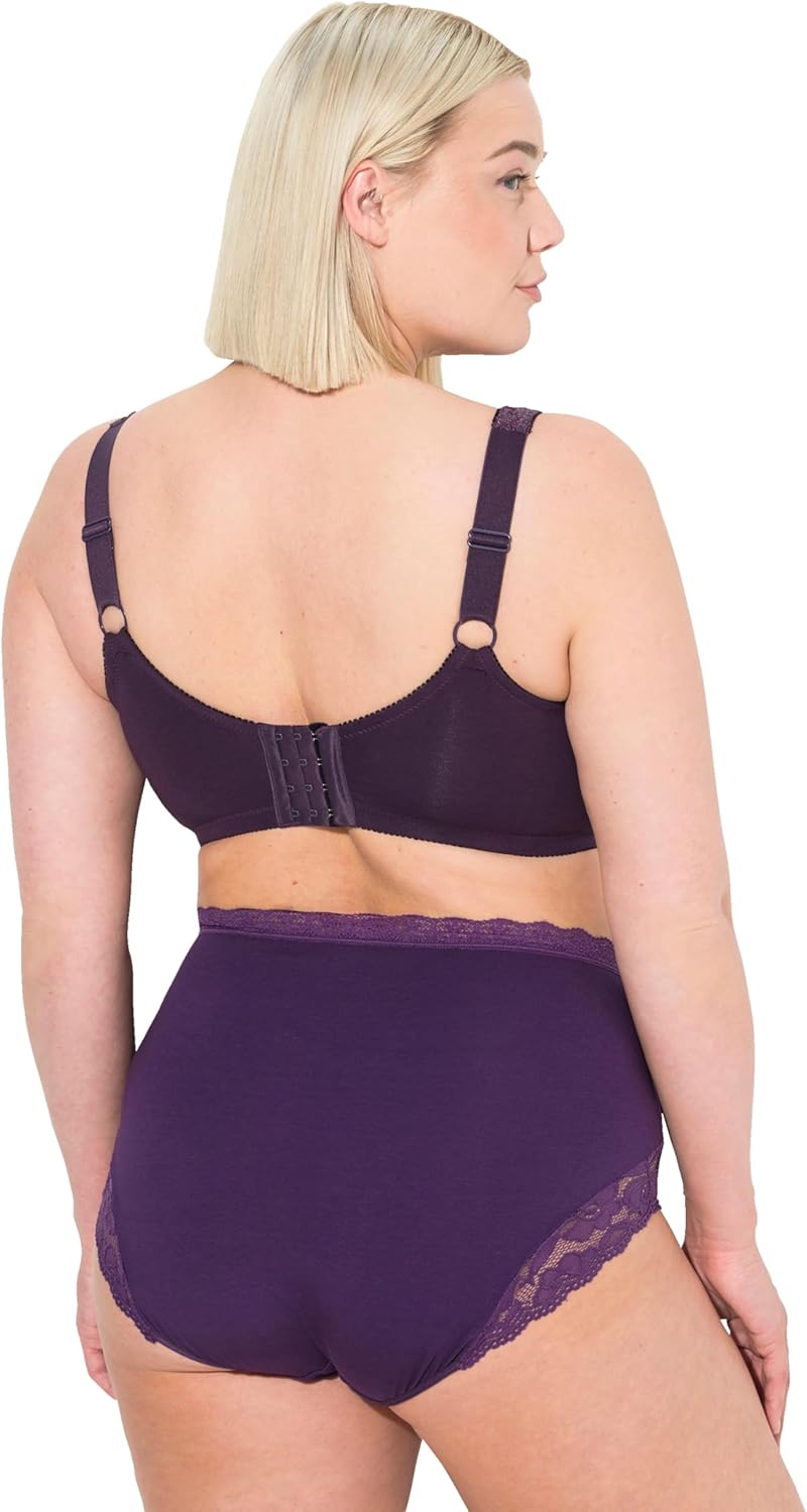 Ulla Popken Damen Entlastungs-BH Kelly, Spitze, Ohne Bügel, Cup C-e BH 85C Aubergine, 85C Aubergine