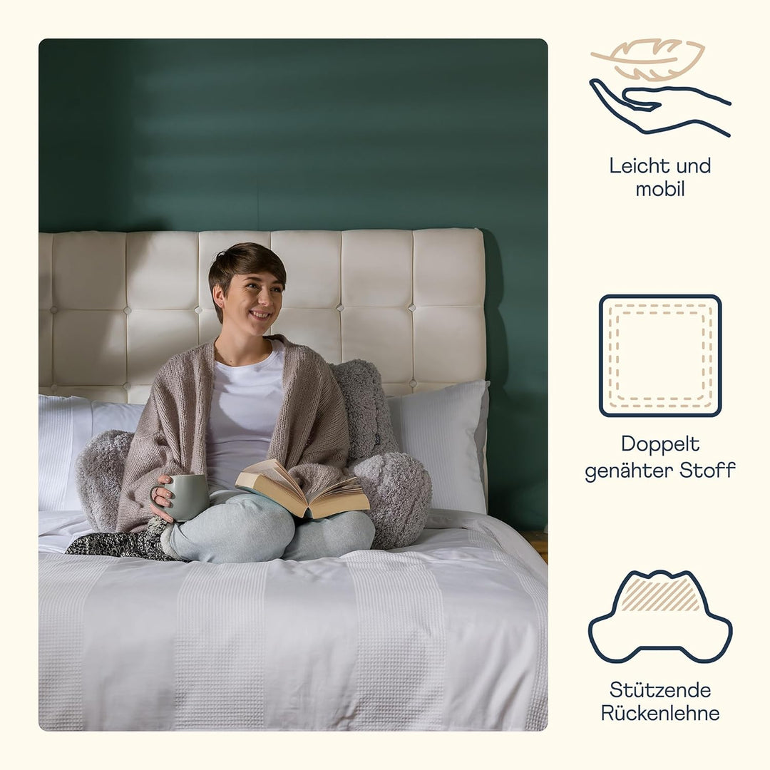 Icon Teddybär Rückenlehne Lesekissen, Grau, Lesekissen Flauschig mit Sitzsack Füllung, Rückenstütze
