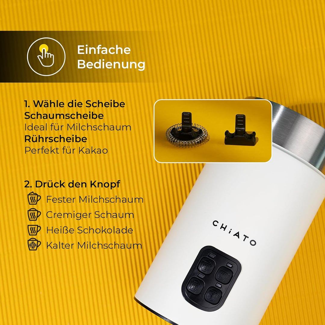 milkPLAY Milchaufschäumer Elektrisch & Milchschäumer - 4- in-1 Milk Frother, Milchkocher & Milchwärm