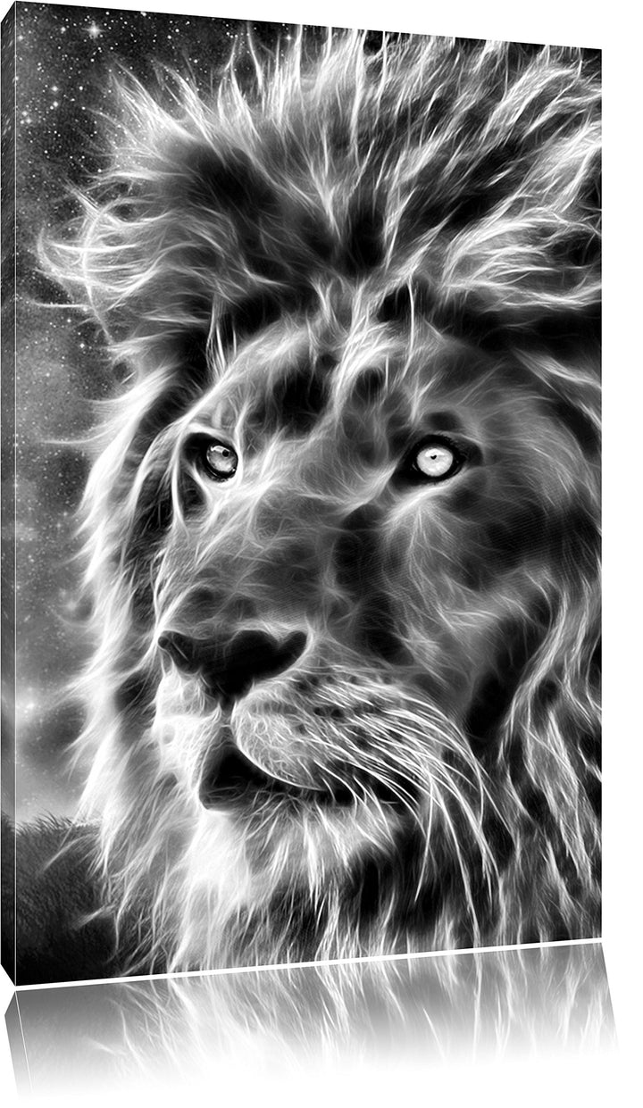 Pixxprint Löwe Abstrakt Art als Leinwandbild | Grösse: 100x70 cm | Wandbild | Kunstdruck | fertig be