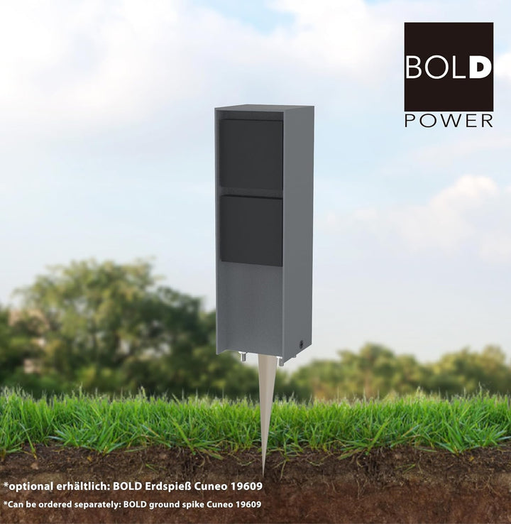 Bold 19530 Abano Aussen-Steckdose-Garten (Steckdosen-Säule) mit 2-Fach Stecker in Hellgrau (IP44 Out