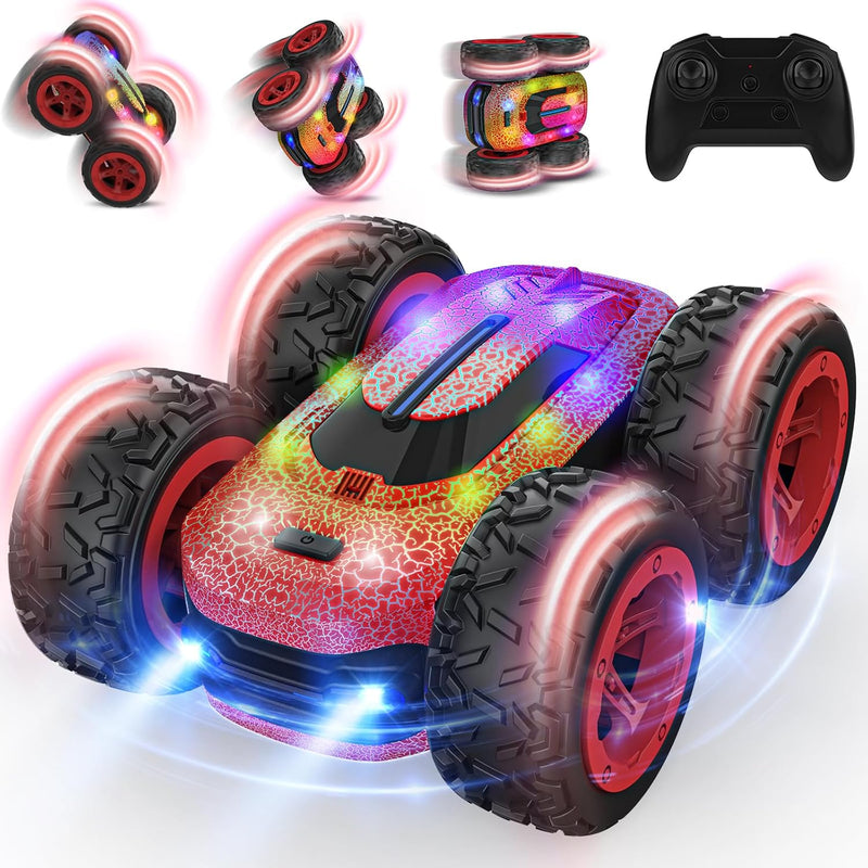 Ferngesteuertes Auto ab 3 4 5 6 7 8 9 Jahre, 4WD RC Auto Kinder 2.4Ghz 360°LED Blinken Stunt Drift C