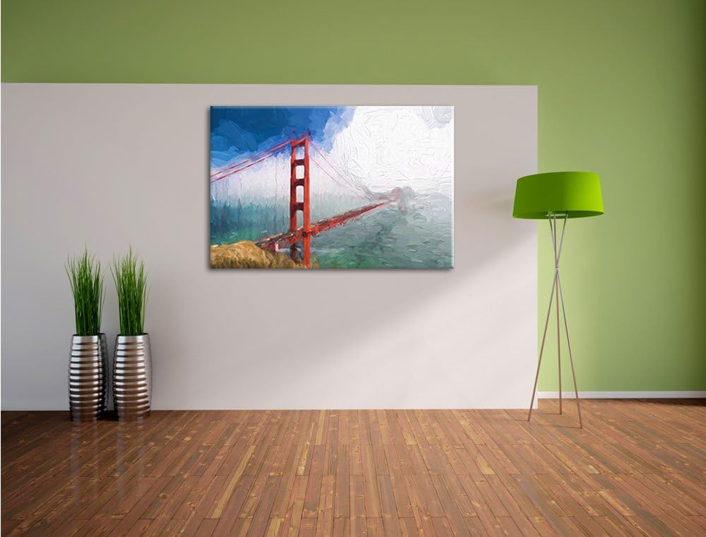 Pixxprint Golden Gate Bridge San Francisco als Leinwandbild/Grösse: 100x70 cm/Wandbild/Kunstdruck/fe
