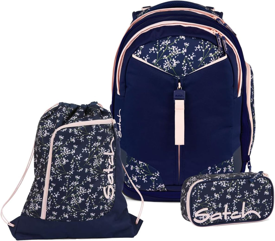 satch Match Schulrucksack Set 3tlg. inkl. Schlamperbox und Sportbeutel, Bloomy Breeze