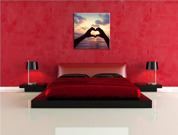 Pixxprint Hände zu einem Herz geformt als Leinwandbild/Grösse: 70x70 cm/Wandbild/Kunstdruck/fertig b