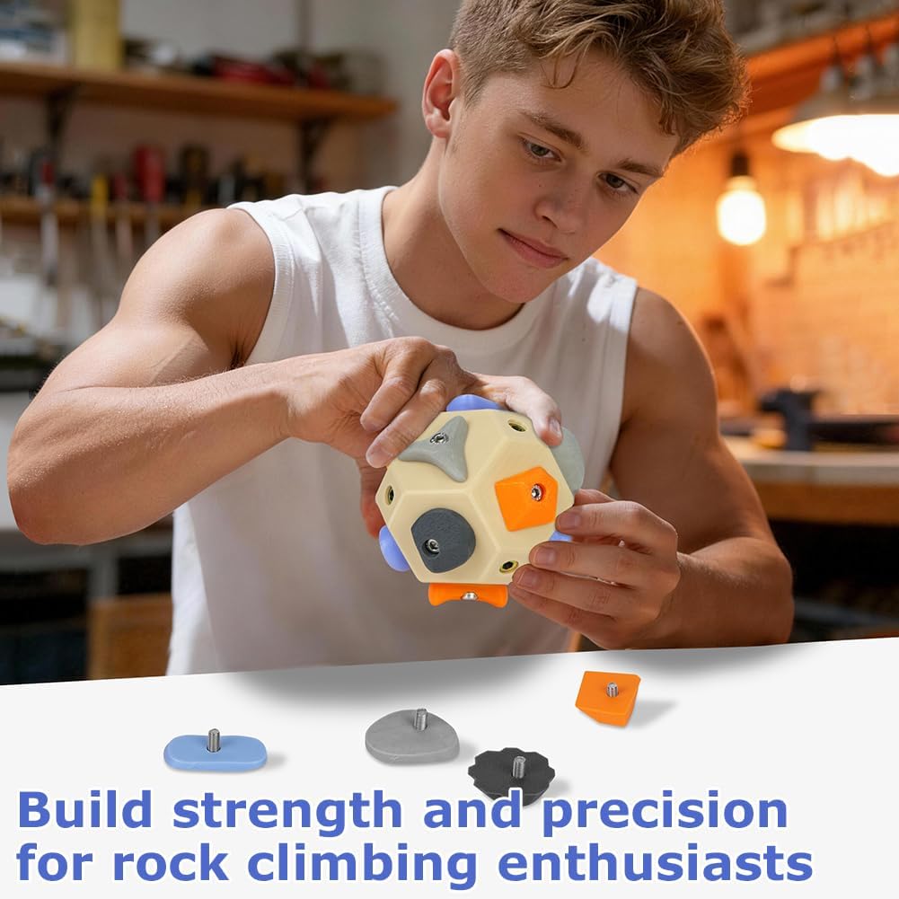 Handgefertigter 3D Boulder-Block mit 12 Harzhaltern, Tragbares Kletterball Fingergriff-Trainer Sport