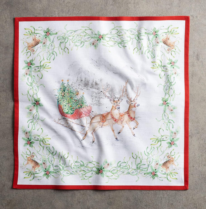 Maison d' Hermine Stoffservietten 4er Set aus 100% Baumwolle Wiederverwendbare Stoffservietten Weihn