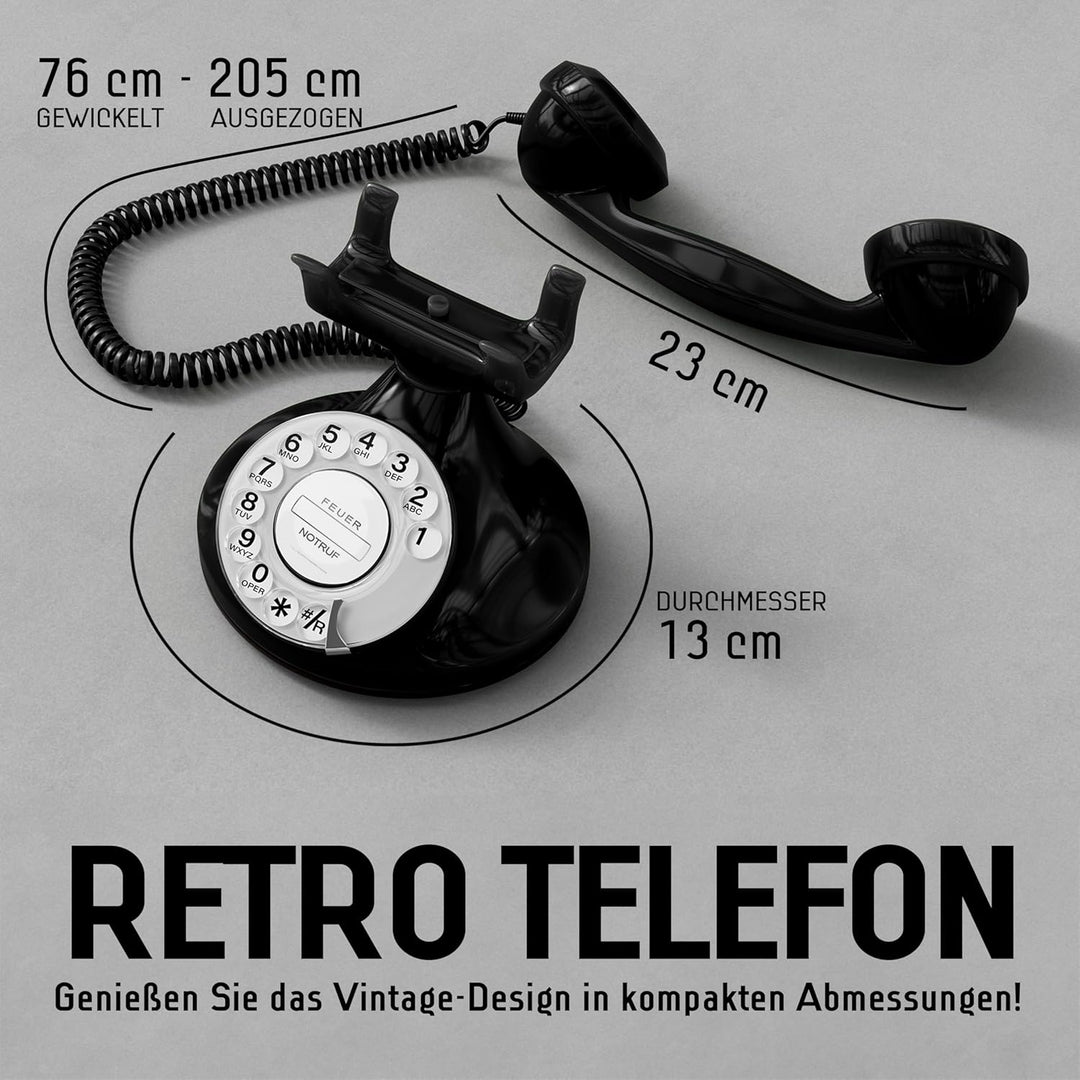 OPIS FunkyFon Cable: Retro-Telefon mit Wählscheibe in geschwungenem 1920er Stil mit elektronischer K