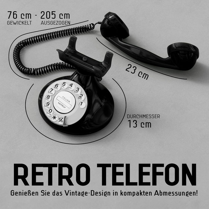 OPIS FunkyFon Cable: Retro-Telefon mit Wählscheibe in geschwungenem 1920er Stil mit elektronischer K
