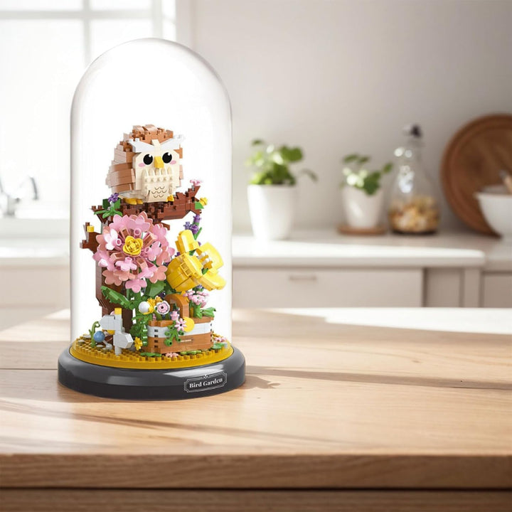 Eule Blumenstrauss Bausteine Bausatz, kreativer DIY Tiere Blumen Bauset Blumen Pflanzen Blumenstraus