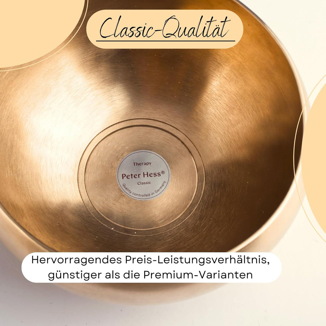 Peter Hess Therapieklangschale Universalschale (21 cm, 900 g) Klangschale mit Filzschlägel und Unter