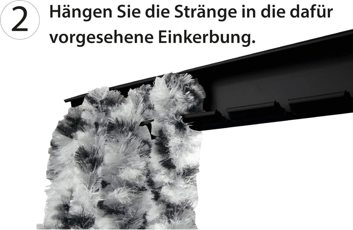 Arsvita Flauschvorhang 160x200 cm in Unistreifen schwarz - grün - weiss, Perfekter Insekten- und Sic