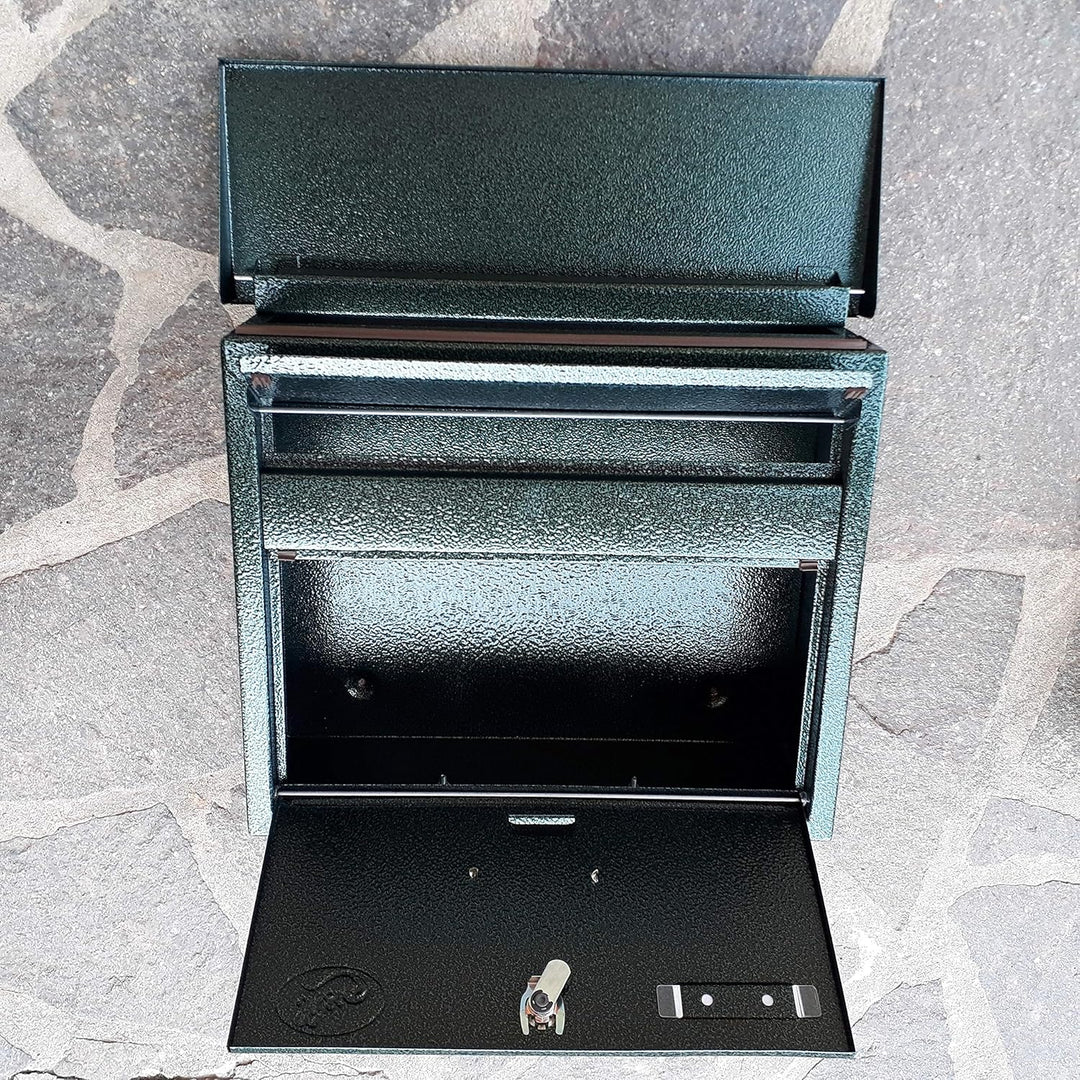 Grosser Briefkasten/Postkasten XXL Grün Dunkelgrün mit Abnehmbarer Zeitungsrolle Flachdach Katalogei