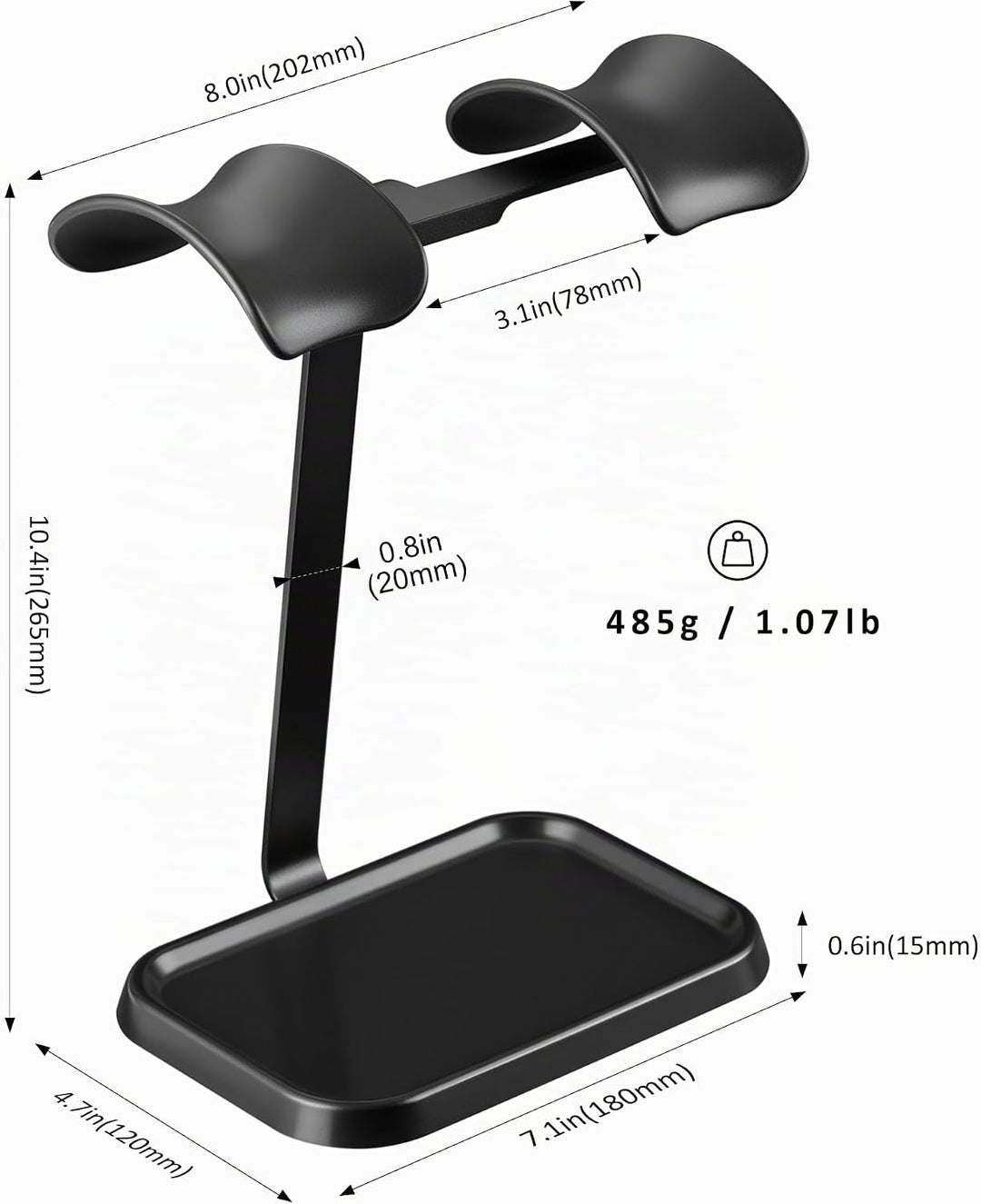 Doppel Kopfhörer Ständer, Stabiler Doppel Headset Halterung mit Ablagefach, Schwere Basis Gaming Kop