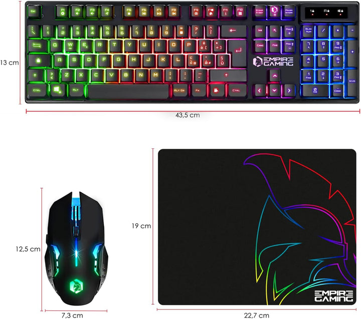 Empire Gaming - Armor RF800 Kit Wireless di Tastiera e Mouse da Gioco QWERTY(IT Layout) - Tastiera 2
