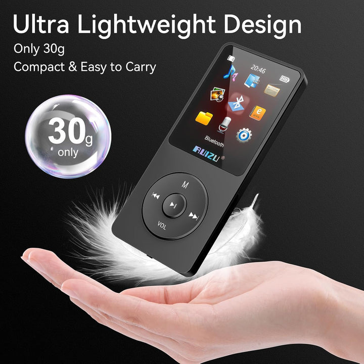 RUIZU MP3 Player 64GB Bluetooth 5.3 mit Tastensteuerung Schwarz, Schwarz